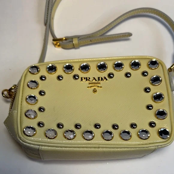 Prada Metallic Saffiano Leather Studded Mini Crossbody Bag - Picture 3 of 9